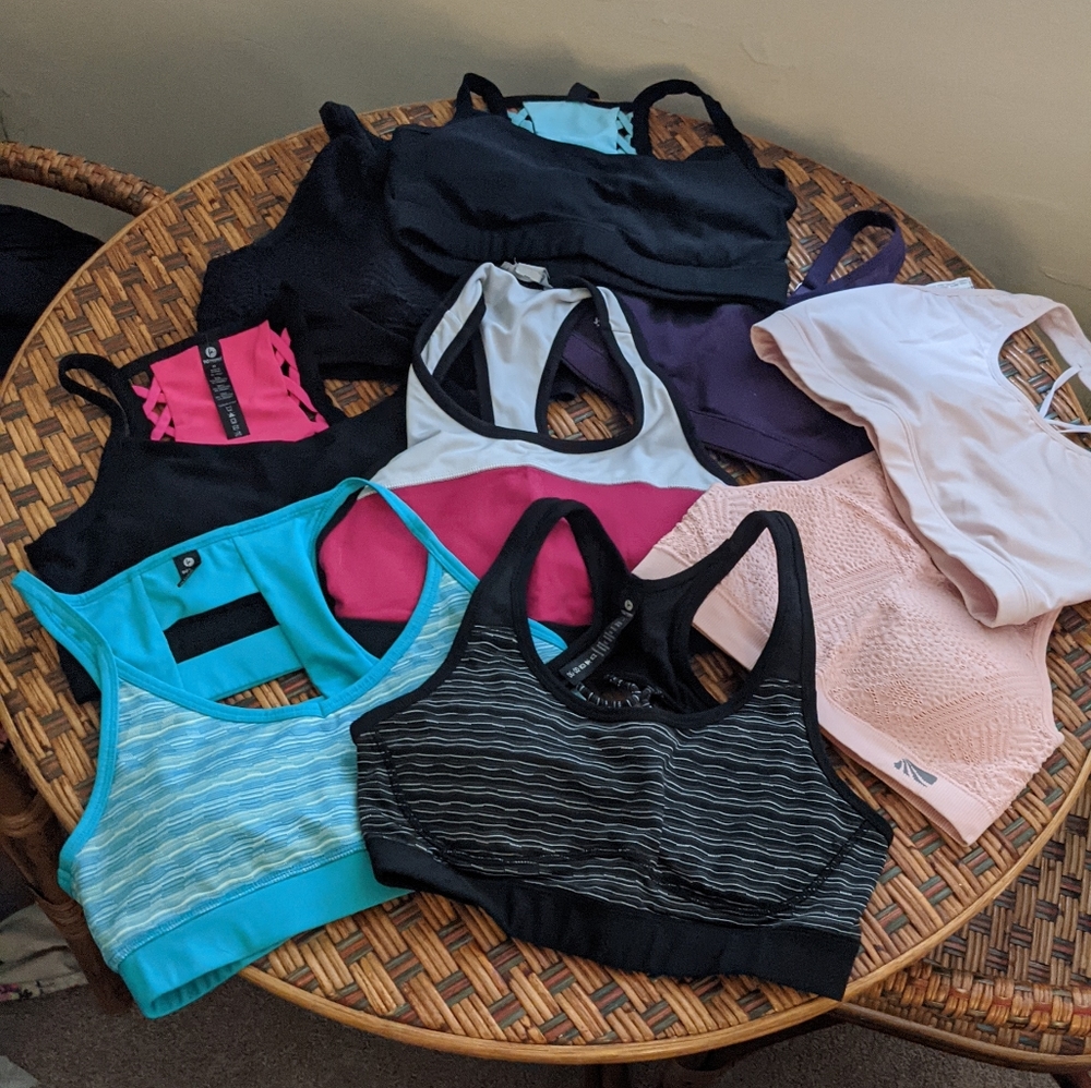 9 assorted small sports bras EUC